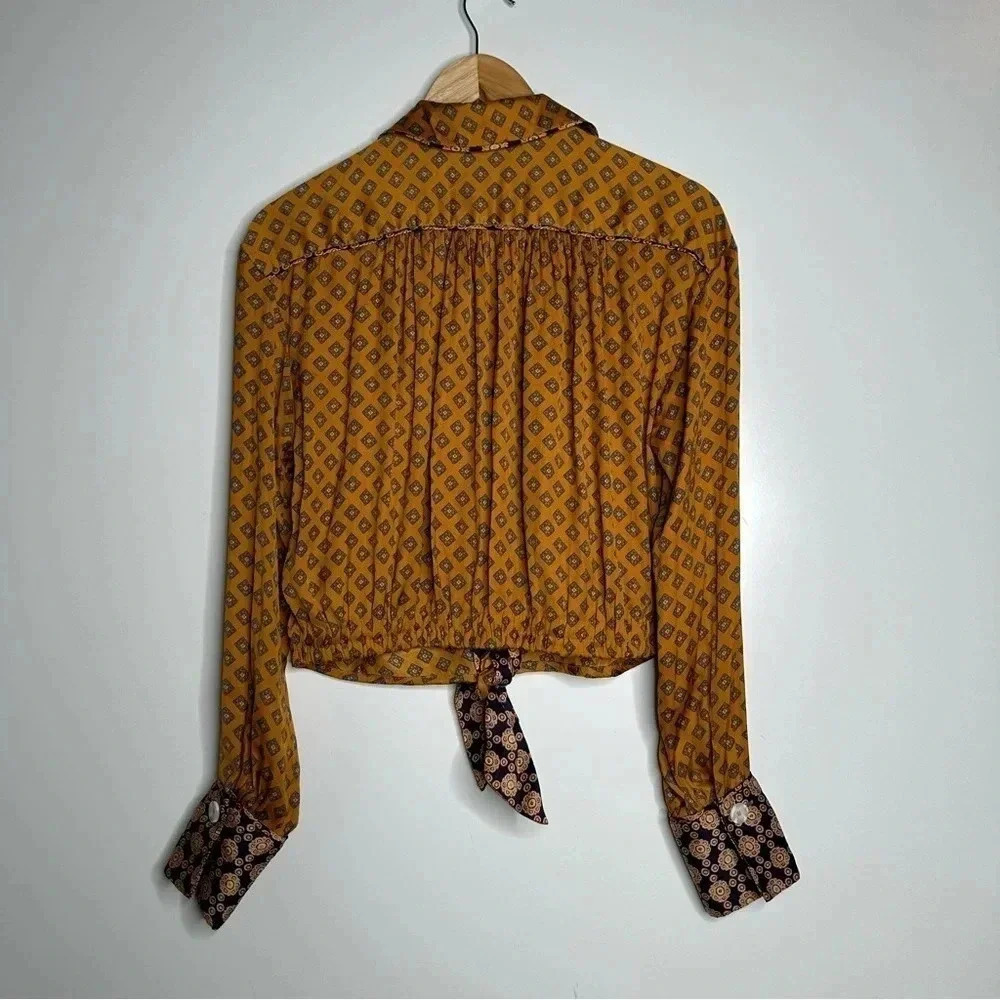 Free People Awake at Dawn Cropped Long Sleeve Top Size Small - Picture 7 of 9